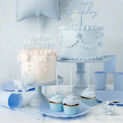 Velas de Cumpleaños Azul Claro 14 cm - Pack de 12 - Narosa Sweet Party Barcelona