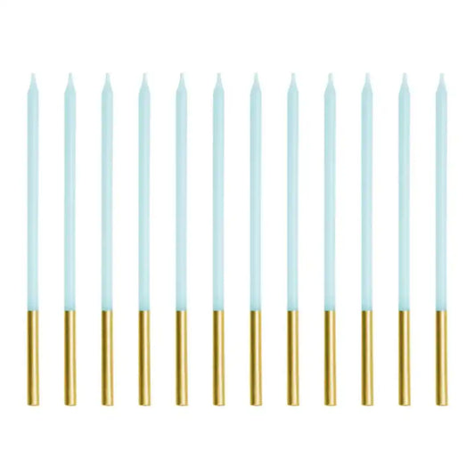 Velas de Cumpleaños Azul Claro 14 cm - Pack de 12 - Narosa Sweet Party Barcelona