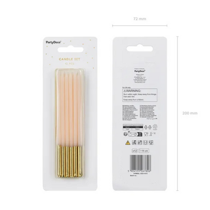 Velas de Cumpleaños Beige 14 cm - Pack de 12