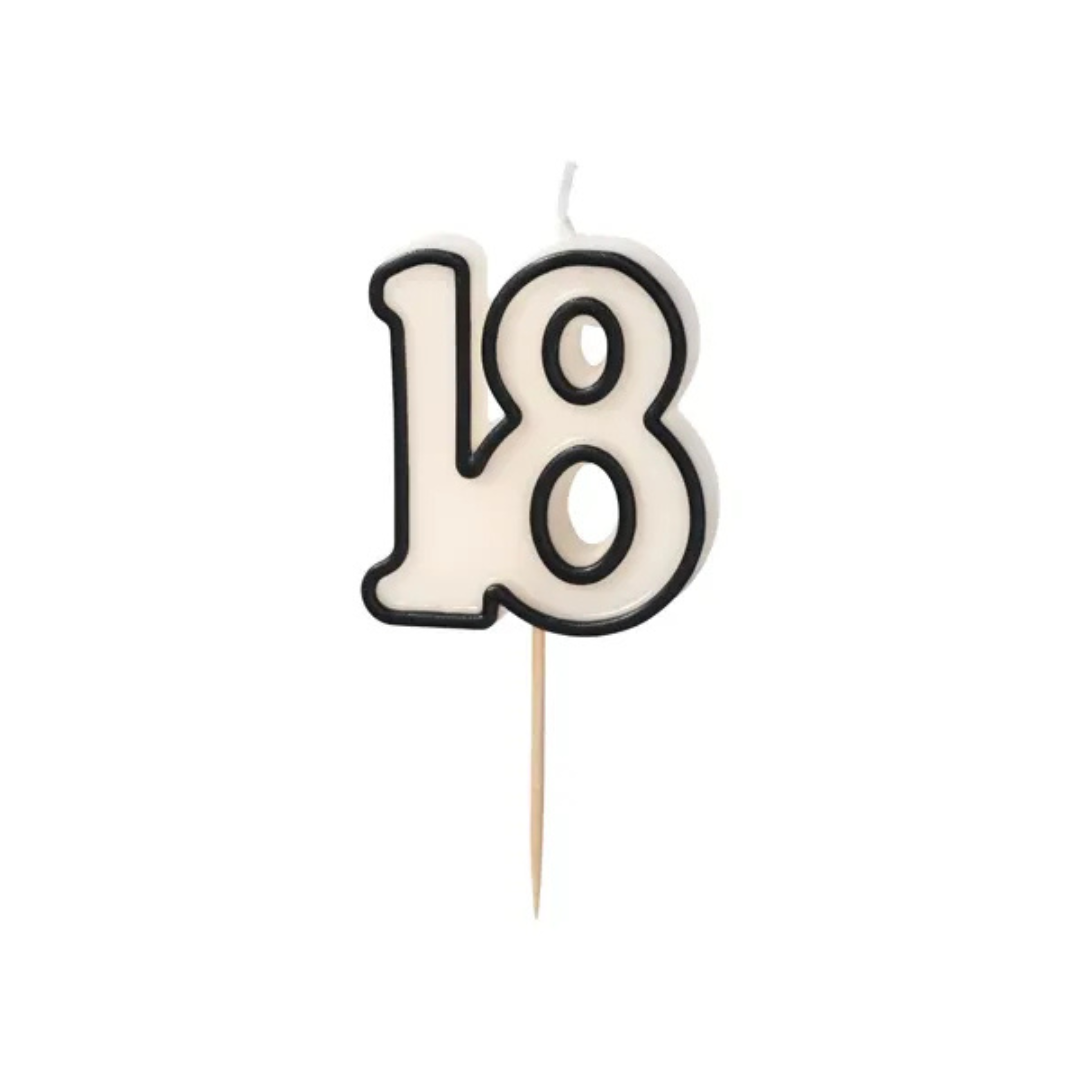 Velas de Cumpleaños Números 5,5 cm - Blanco y Negro
