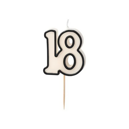 Velas de Cumpleaños Números 5,5 cm - Blanco y Negro