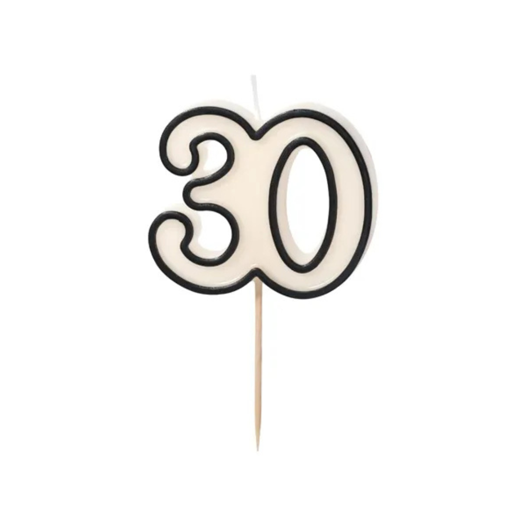 Velas de Cumpleaños Números 5,5 cm - Blanco y Negro