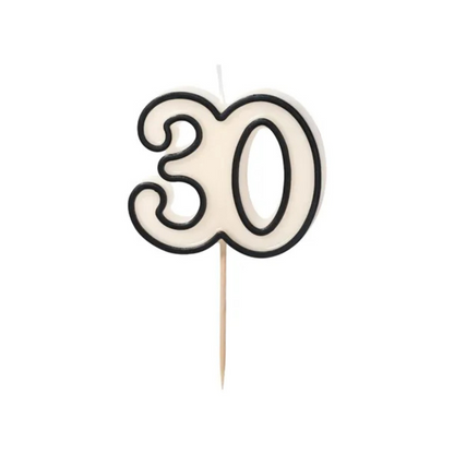 Velas de Cumpleaños Números 5,5 cm - Blanco y Negro