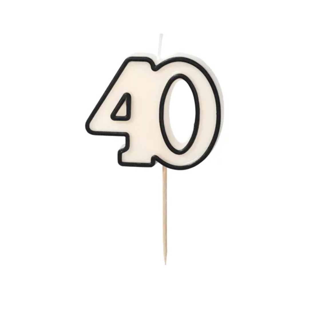 Velas de Cumpleaños Números 5,5 cm - Blanco y Negro