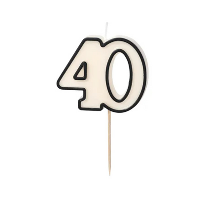 Velas de Cumpleaños Números 5,5 cm - Blanco y Negro
