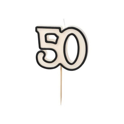 Velas de Cumpleaños Números 5,5 cm - Blanco y Negro