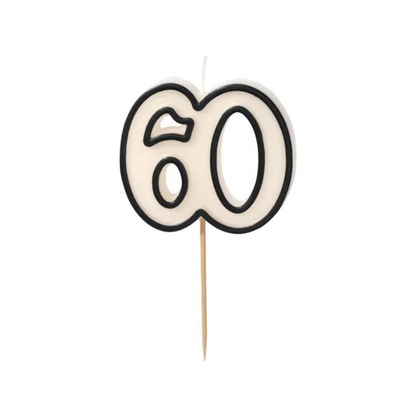 Velas de Cumpleaños Números 5,5 cm - Blanco y Negro