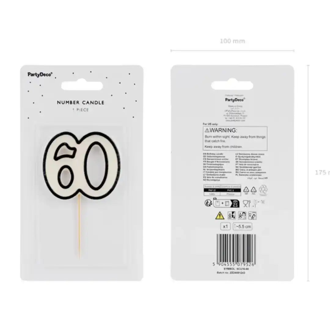 Velas de Cumpleaños Números 5,5 cm - Blanco y Negro - Narosa Sweet Party Barcelona