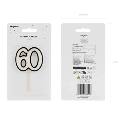 Velas de Cumpleaños Números 5,5 cm - Blanco y Negro - Narosa Sweet Party Barcelona