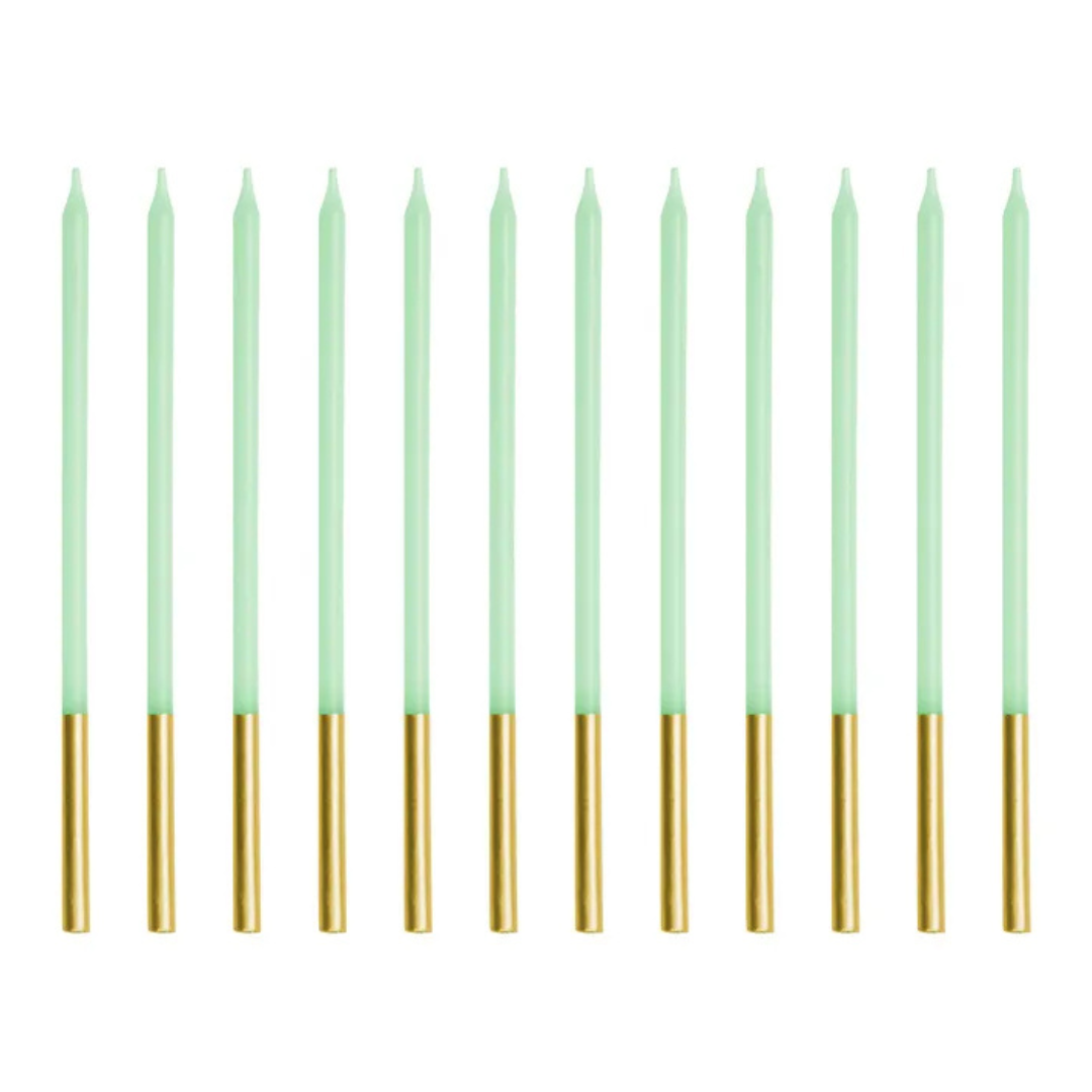 Velas de Cumpleaños Verde Claro 14 cm - Pack de 12