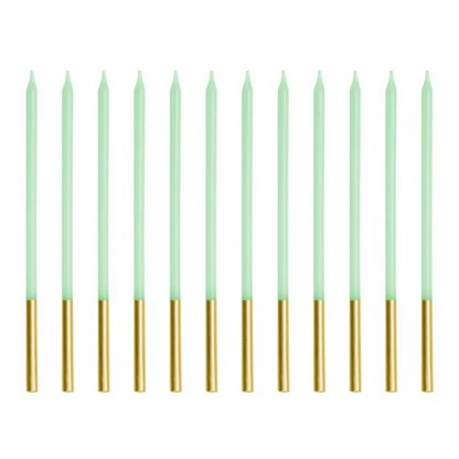 Velas de Cumpleaños Verde Claro 14 cm - Pack de 12