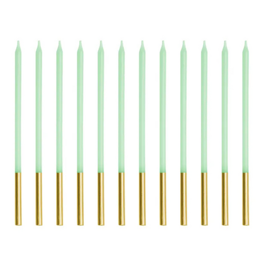 Velas de Cumpleaños Verde Claro 14 cm - Pack de 12