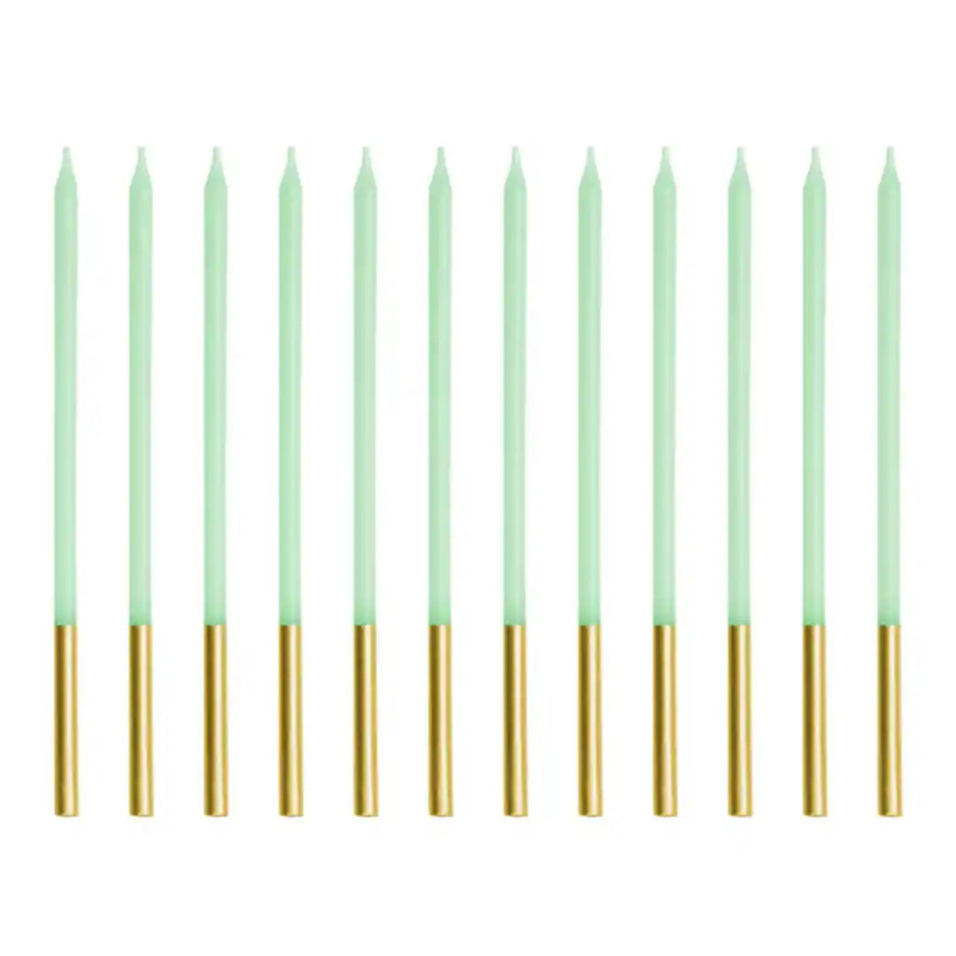 Espelmes de Aniversaris Verd Clar 14 cm - Pack de 12