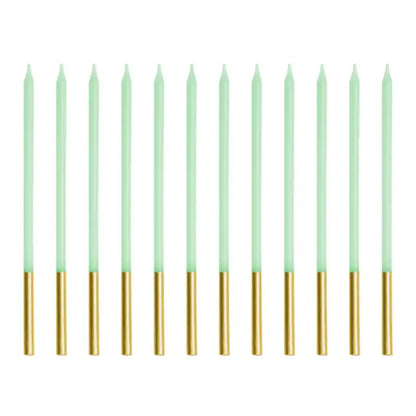 Espelmes de Aniversaris Verd Clar 14 cm - Pack de 12