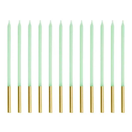 Espelmes de Aniversaris Verd Clar 14 cm - Pack de 12