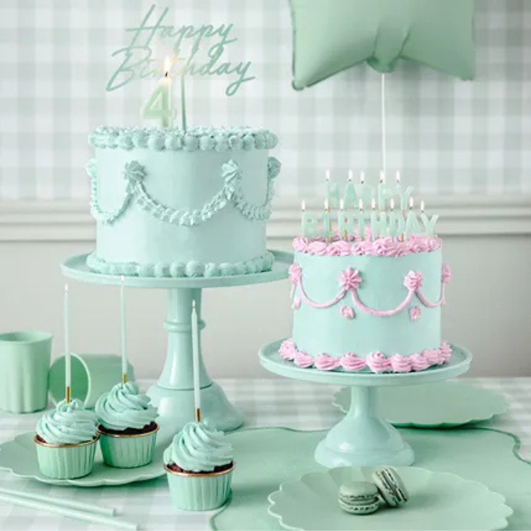 Velas de Cumpleaños Verde Claro 14 cm - Pack de 12