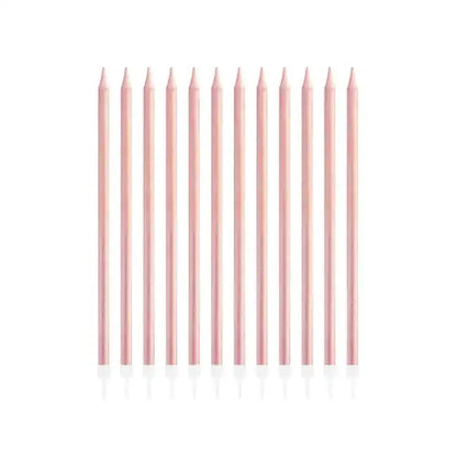 Espelmes d'aniversari or rosa, 13,5 cm, 12 u.