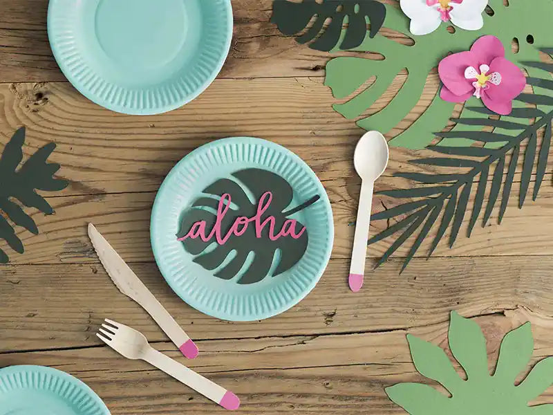 Tarjetas Mesa Aloha Monstera - 6 unidades - Narosa Sweet Party Barcelona