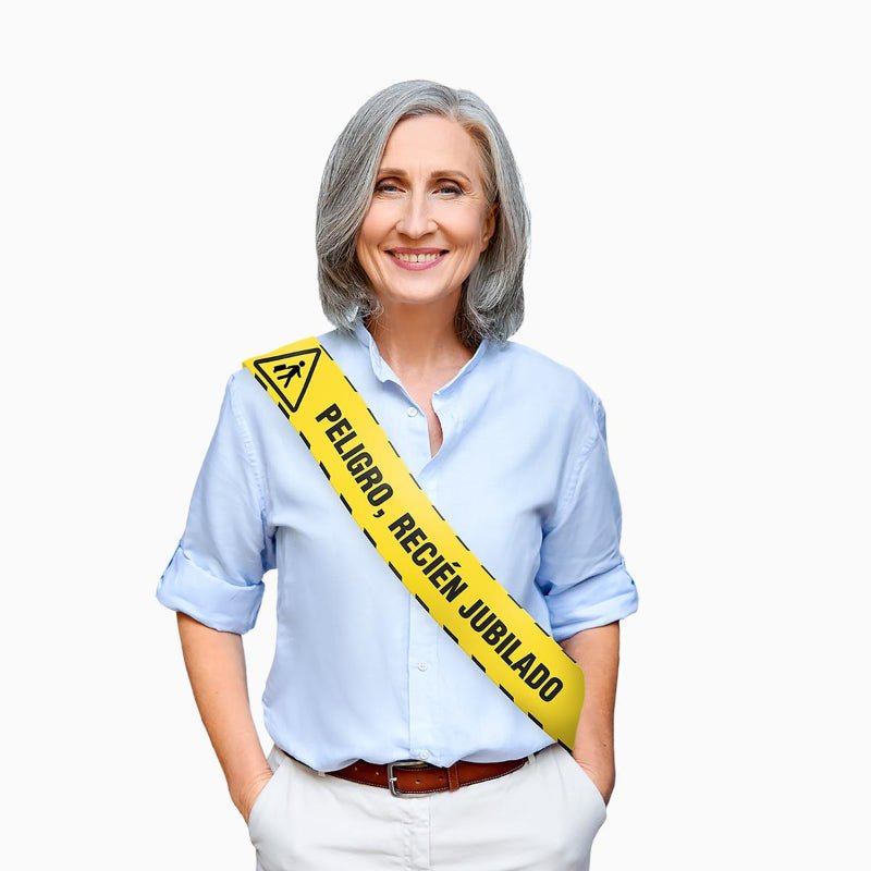 Banda Peligro Recién Jubilado 150×10 cm | Decoración Jubilación - NAROSA SWEET PARTY