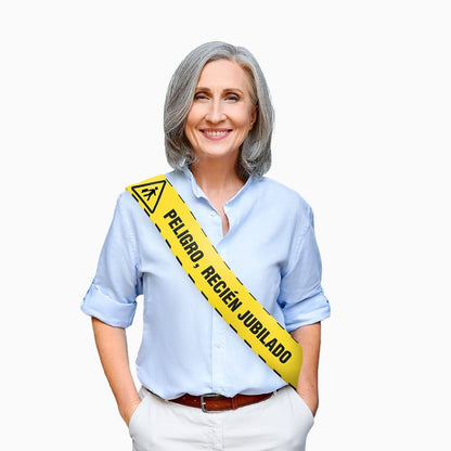 Banda Peligro Recién Jubilado 150×10 cm | Decoración Jubilación - NAROSA SWEET PARTY