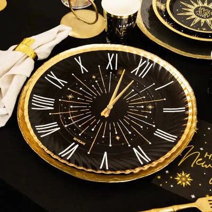 Bandeja Redonda Cartón Nochevieja Ø 30 cm Reloj - Narosa Sweet Party Barcelona