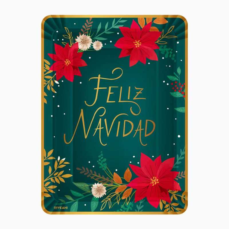 Bandejas Rectangulares de Cartón Feliz Navidad Verde 25 x 34 cm (2 uds) - NAROSA SWEET PARTY