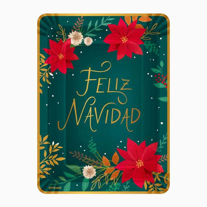 Bandejas Rectangulares de Cartón Feliz Navidad Verde 25 x 34 cm (2 uds) - NAROSA SWEET PARTY