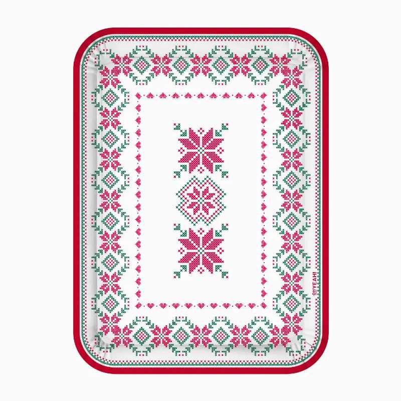 Bandejas Rectangulares de Cartón Navidad Blanco Jacquard 25 x 34 cm (2 uds) - NAROSA SWEET PARTY