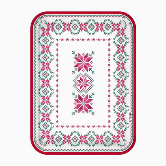 Bandejas Rectangulares de Cartón Navidad Blanco Jacquard 25 x 34 cm (2 uds) - NAROSA SWEET PARTY