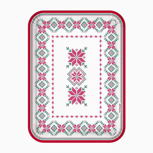 Bandejas Rectangulares de Cartón Navidad Blanco Jacquard 25 x 34 cm (2 uds) - NAROSA SWEET PARTY