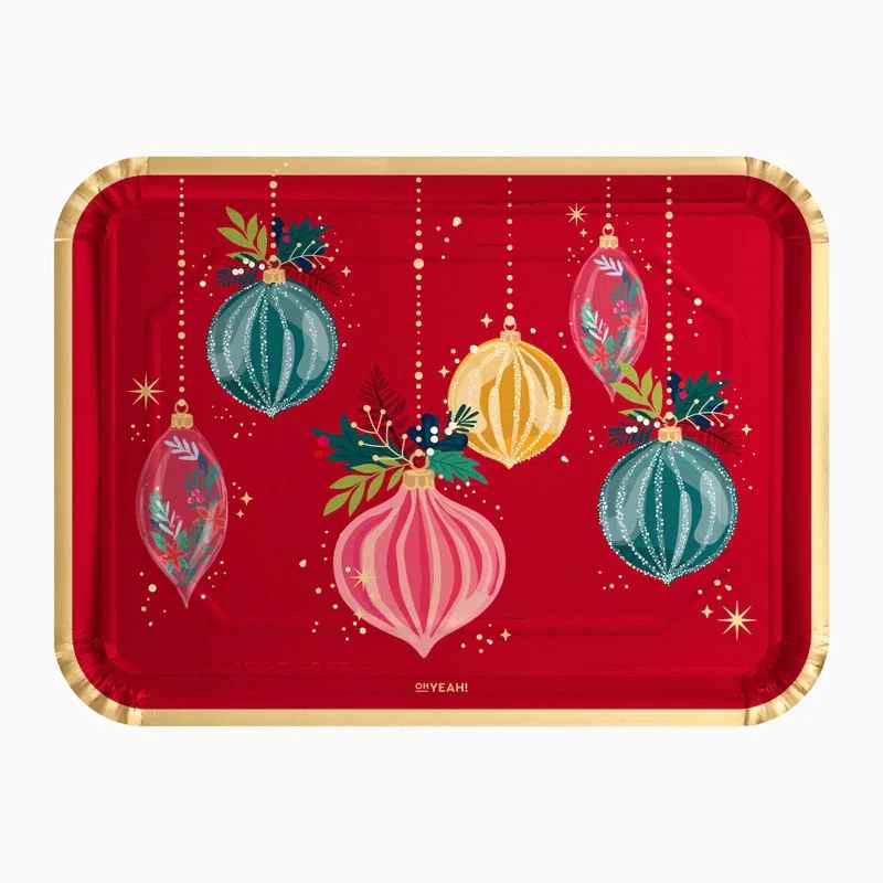 Bandejas Rectangulares de Cartón Navidad Ornaments 25 x 34 cm (2 uds) – Rojo - NAROSA SWEET PARTY