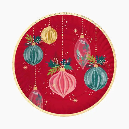 Bandejas Redondas de Cartón Navideña Ornaments Ø 30 cm (2 uds) – Rojo - Narosa Sweet Party Barcelona