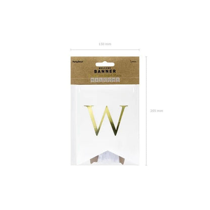 Banner Welcome blanco y dorado, 15 x 95 cm - NAROSA SWEET PARTY