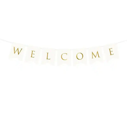 Banner Welcome blanco y dorado, 15 x 95 cm - NAROSA SWEET PARTY