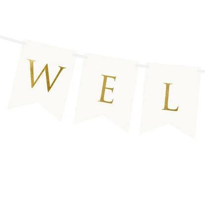 Banner Welcome blanco y dorado, 15 x 95 cm - NAROSA SWEET PARTY