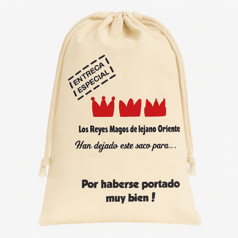 Bolsa de Tela Beige “Entrega Especial” – Regalo de Reyes - NAROSA SWEET PARTY