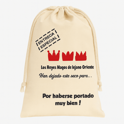 Bolsa de Tela Beige “Entrega Especial” – Regalo de Reyes - NAROSA SWEET PARTY