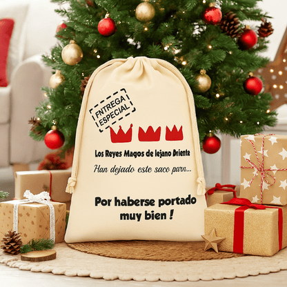 Bolsa de Tela Beige “Entrega Especial” – Regalo de Reyes - NAROSA SWEET PARTY