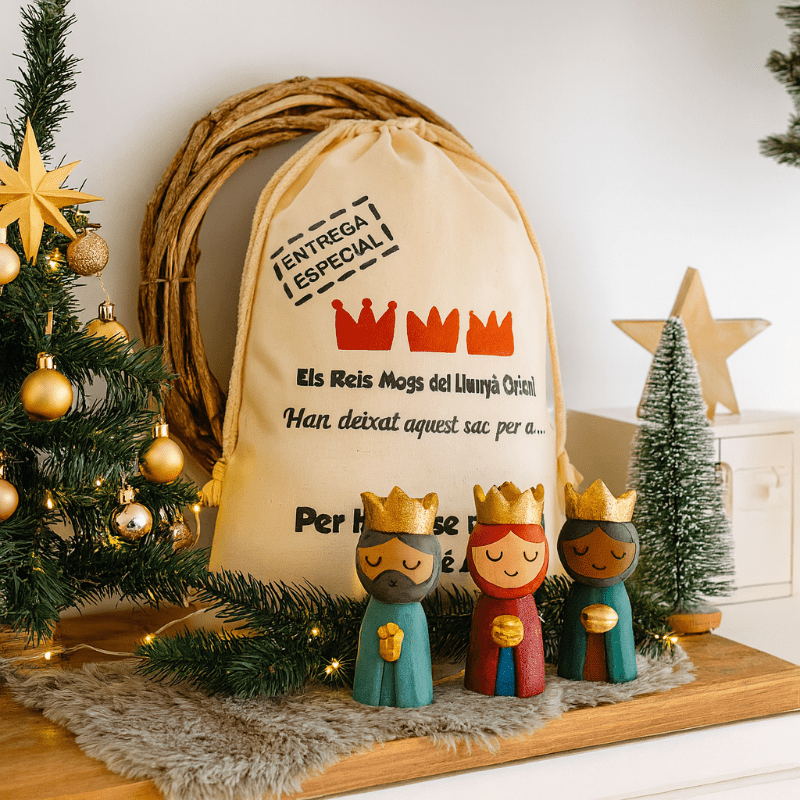 Bolsa de Tela Beige “Entrega Especial” – Regalo de Reyes (Catalán) - NAROSA SWEET PARTY