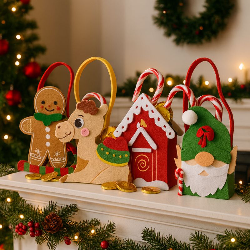 Bolsa de Tela Navideña de Fieltro - 4 Diseños - 20 cm - NAROSA SWEET PARTY