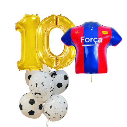 Bouquet Cumpleaños Fútbol – Globo Números 70cm + Camiseta + 6 Globos Temáticos - NAROSA SWEET PARTY