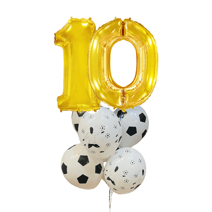 Bouquet Cumpleaños Fútbol – Globo Números 70cm + Camiseta + 6 Globos Temáticos - NAROSA SWEET PARTY