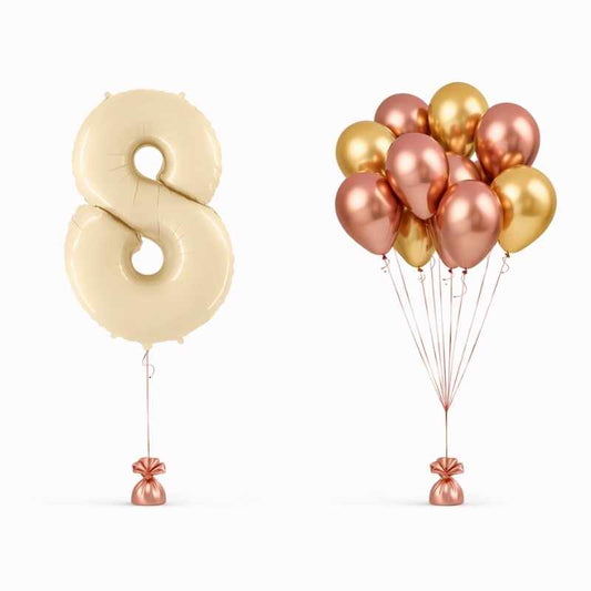 Bouquet Globo Número 100cm + 10 Globos Látex Bio - NAROSA SWEET PARTY