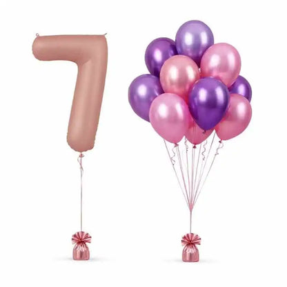 Bouquet Globo Número 86 cm Matte + 10 Globos Látex Bio - NAROSA SWEET PARTY