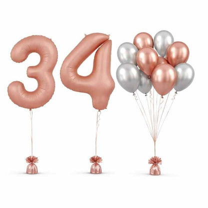 Bouquet Globo Número 86 cm Matte + 10 Globos Látex Bio - NAROSA SWEET PARTY