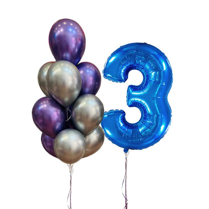 Bouquet Globo Número 86 cm Metalizado + 10 Globos Biodegradables - NAROSA SWEET PARTY
