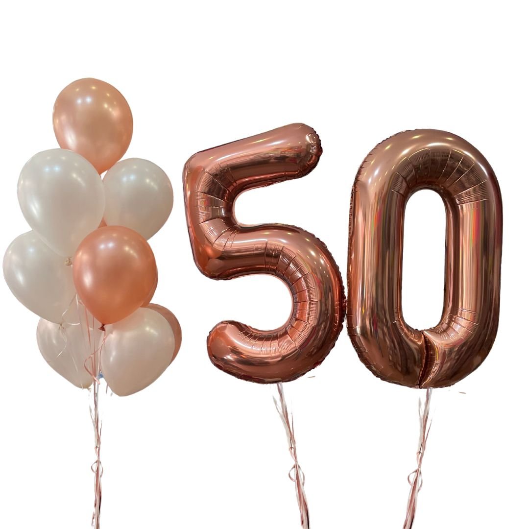 Bouquet Globo Número 86 cm Metalizado + 10 Globos Biodegradables - NAROSA SWEET PARTY