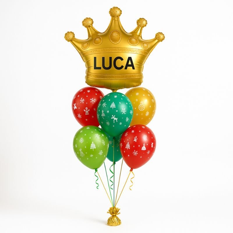 Bouquet Globos de Navidad con Corona Personalizada - 100 cm - NAROSA SWEET PARTY