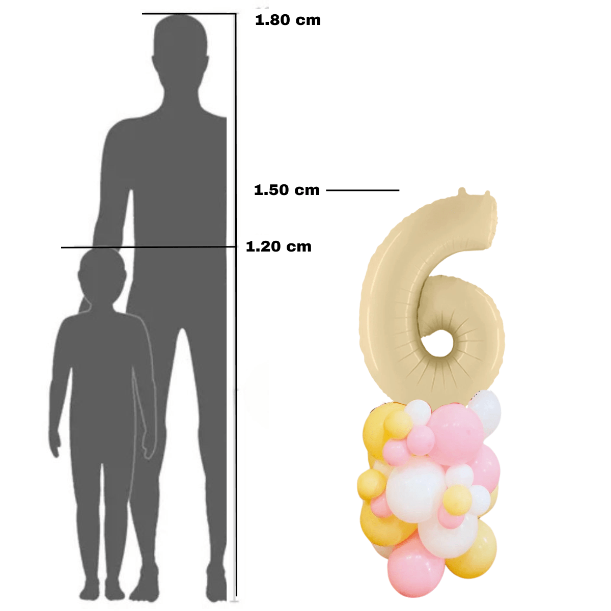 Columna de Globos con Número color Crema – 1,5 m Altura - NAROSA SWEET PARTY