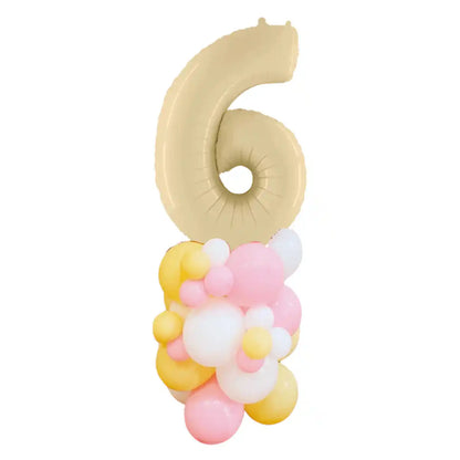 Mini Columna de Globos con Número color Crema - Narosa Sweet Party Barcelona